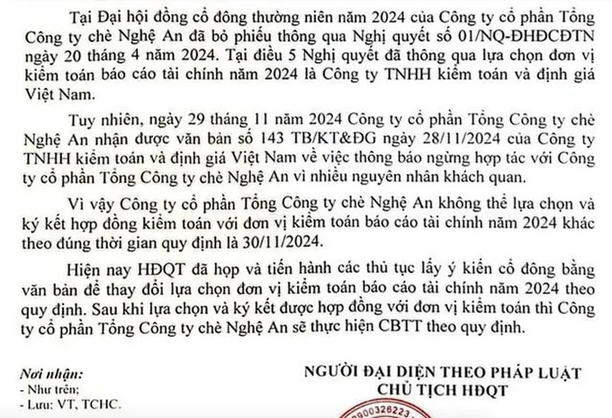 Tổng c&#244;ng ty Ch&#232; Nghệ An c&#243; nguy cơ chậm c&#244;ng bố b&#225;o c&#225;o t&#224;i ch&#237;nh - Ảnh 2