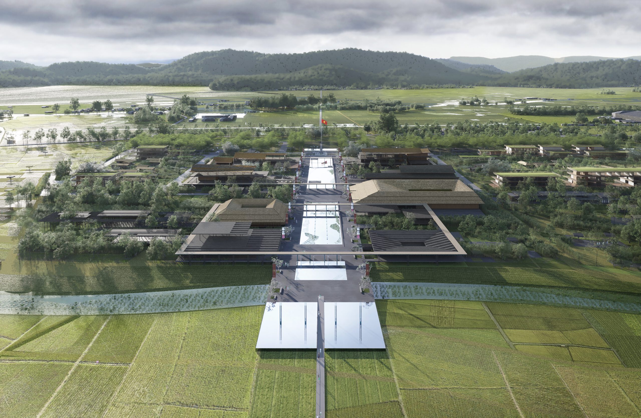 Phối cảnh đồ &aacute;n &ldquo;Quy hoạch Bảo tồn, t&ocirc;n tạo v&agrave; ph&aacute;t huy gi&aacute; trị Di t&iacute;ch Quốc gia đặc biệt Khu lưu niệm Chủ tịch Hồ Ch&iacute; Minh tại Kim Li&ecirc;n, Nam Đ&agrave;n, Nghệ An&rdquo; đạt giải Đặc biệt.