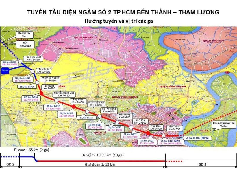 Metro số 2 (Bến Th&agrave;nh - Tham Lương) d&agrave;i hơn 11km, đ&atilde; ho&agrave;n th&agrave;nh GPMB, TP.HCM tự tin c&oacute; thể ho&agrave;n th&agrave;nh trong 5 năm