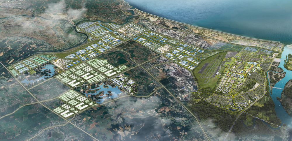 Phối cảnh Tổ hợp c&ocirc;ng nghiệp h&agrave;ng kh&ocirc;ng, logistics, dịch vụ, thương mại v&agrave; đ&ocirc; thị s&acirc;n bay tại Quảng Trị.&nbsp;