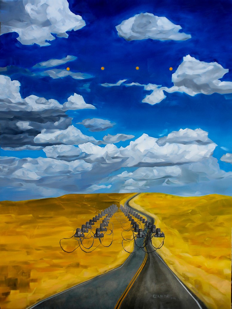 T&aacute;c phẩm sơn dầu tr&ecirc;n toan "Bầu trời danh tiếng" của họa sỹ Qu&aacute;ch Bắc