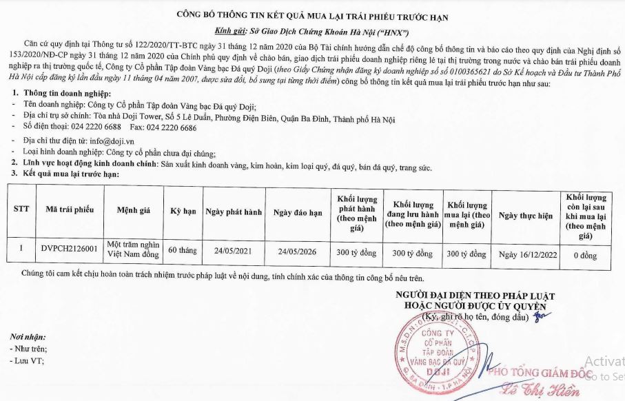 Đại gia v&#224;ng miếng Doji chi h&#224;ng ngh&#236;n tỷ đồng mua lại tr&#225;i phiếu trước hạn - Ảnh 1