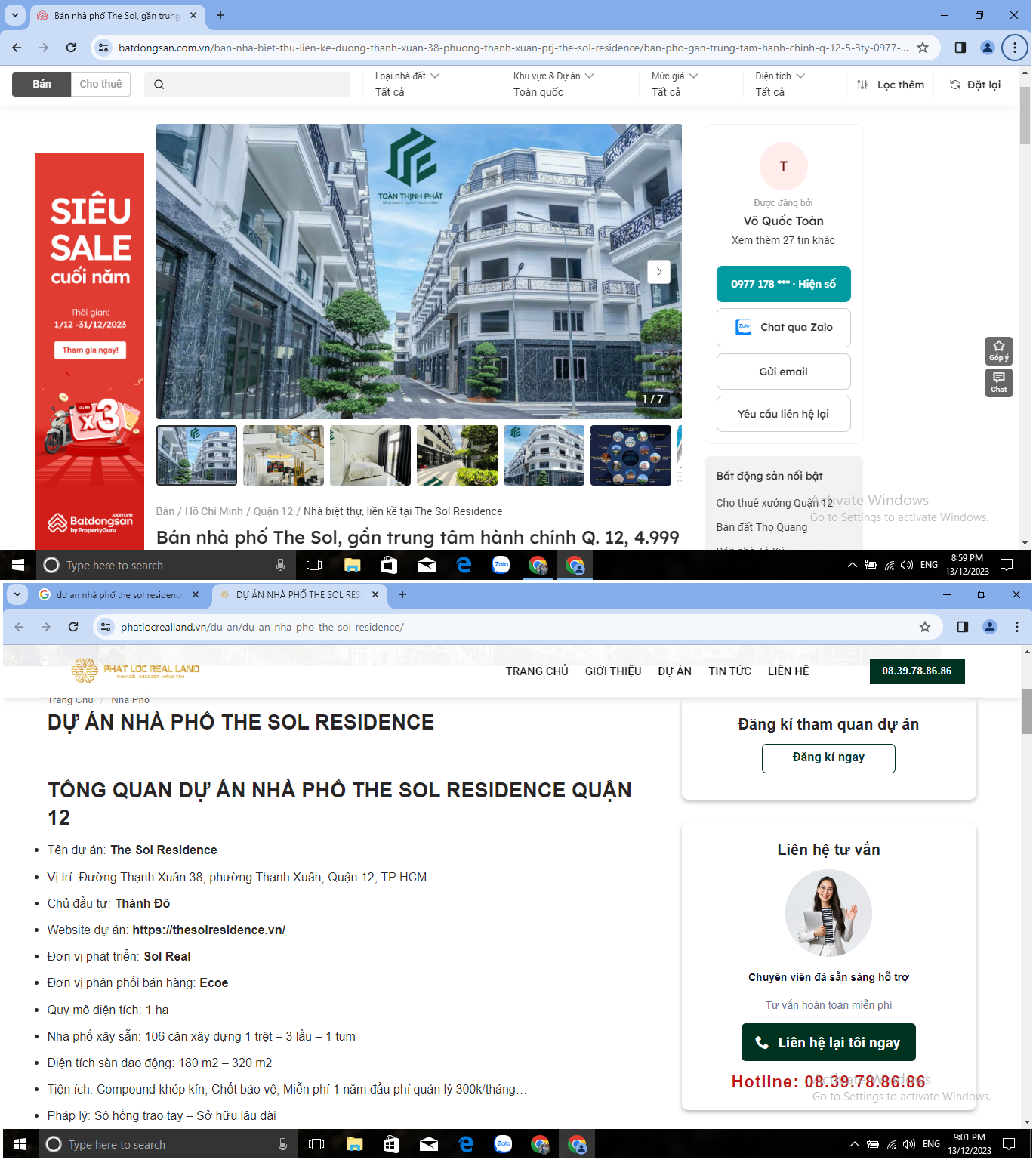 Khu đất trống gần 1ha đ&atilde; triển khai x&acirc;y dựng hơn 100 căn nh&agrave; phố v&agrave; được m&ocirc;i giới quảng c&aacute;o, rao b&aacute;n rầm rộ l&agrave; dự &aacute;n Th&agrave;nh Đ&ocirc; 1 &ndash; The Sol Residence, thu h&uacute;t nhiều người d&acirc;n quan t&acirc;m.