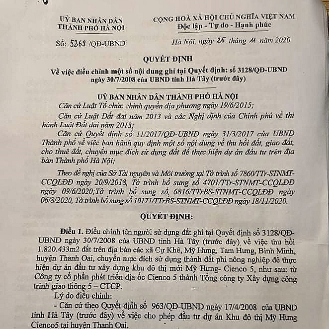 Quyết định 2569/QĐ-UBND của UBND TP. H&agrave; Nội. &nbsp;