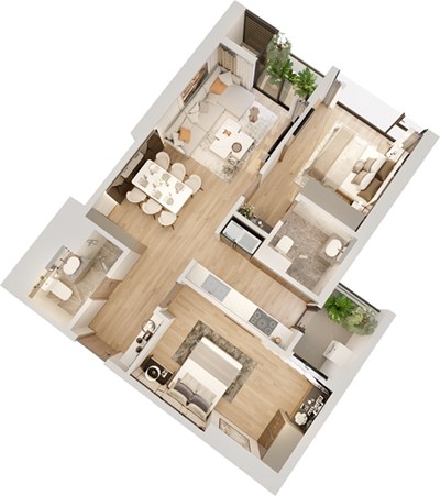 Thiết kế căn hộ 2 phòng ngủ “không góc chết” tại The Matrix One - Ảnh 1