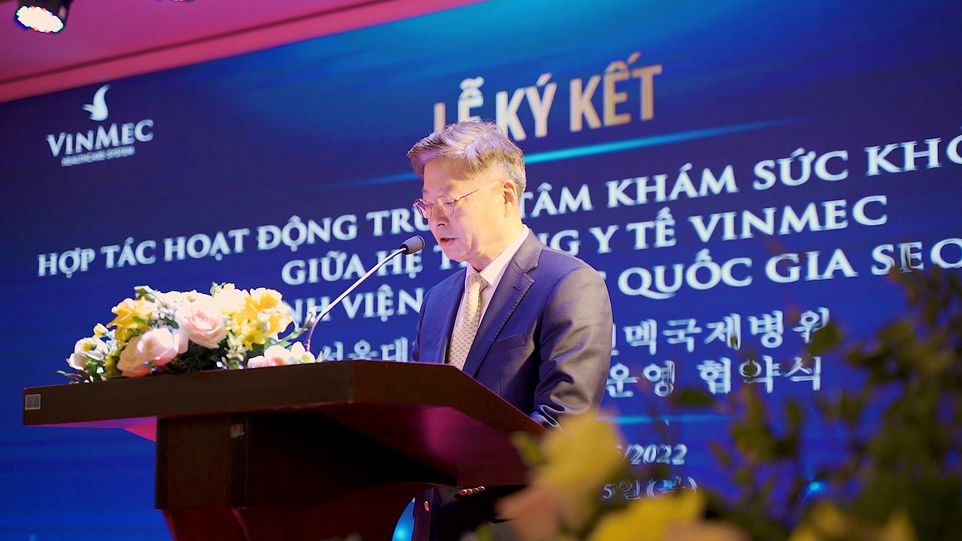 &Ocirc;ng&nbsp;Kim&nbsp;Yon Su, Chủ tịch ki&ecirc;m T&ocirc;̉ng giám đ&ocirc;́c Bệnh viện Đại học Quốc gia Seoul ph&aacute;t biểu tại Lễ k&yacute; kết.