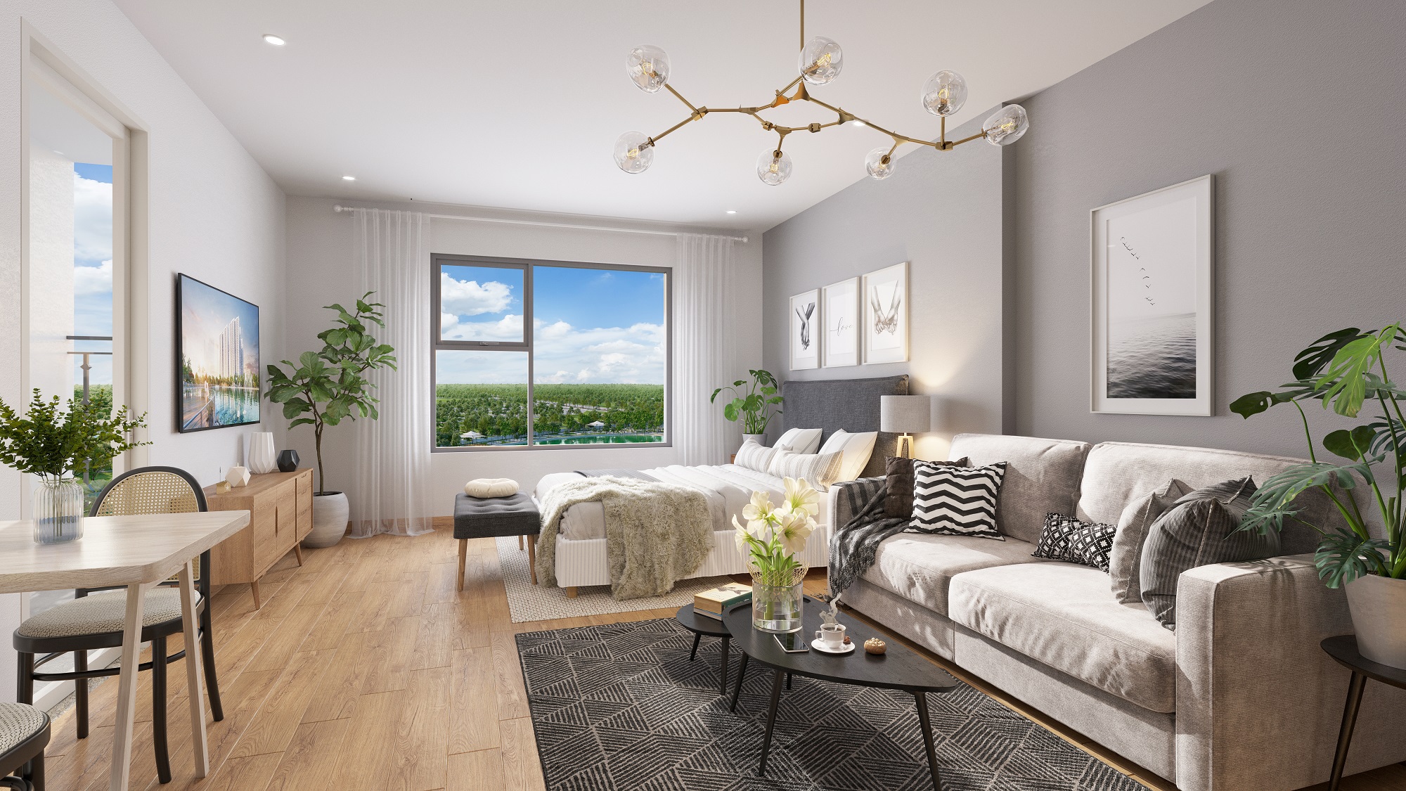 C&aacute;c căn hộ Studio được b&agrave;i tr&iacute; hiện đại, sang trọng v&agrave; tiện nghi &nbsp;