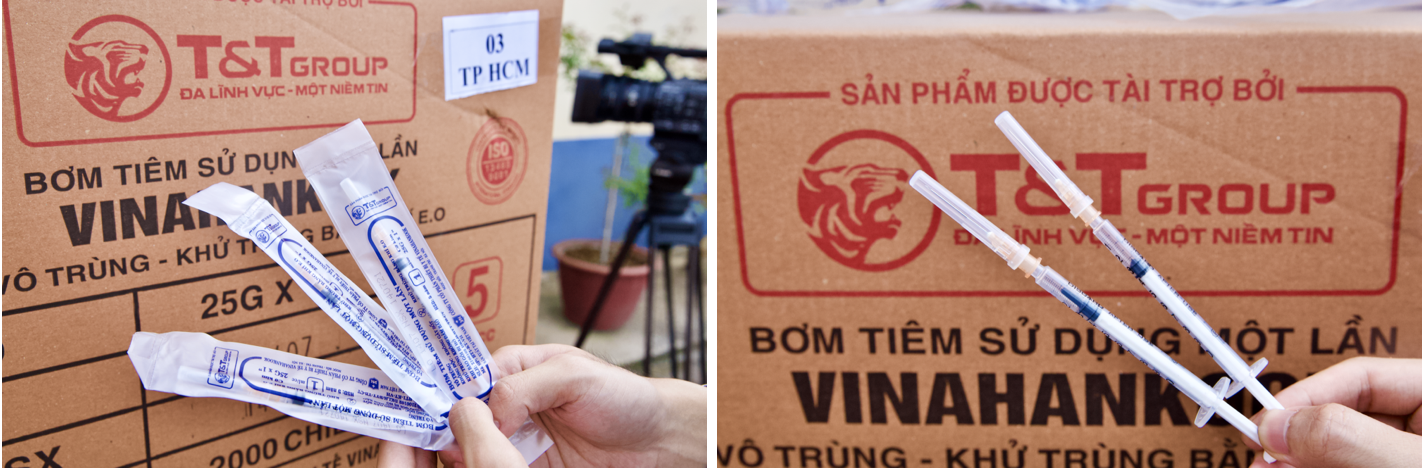 Bơm kim ti&ecirc;m do T&amp;T Group t&agrave;i trợ l&agrave; sản phẩm của C&ocirc;ng ty CP thiết bị y tế VINAHANKOOK, được Bộ Y tế cấp giấy chứng nhận chất lượng. &nbsp;