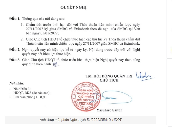 SMBC chấm dứt thỏa thuận li&#234;n minh chiến lược với Eximbank - Ảnh 1