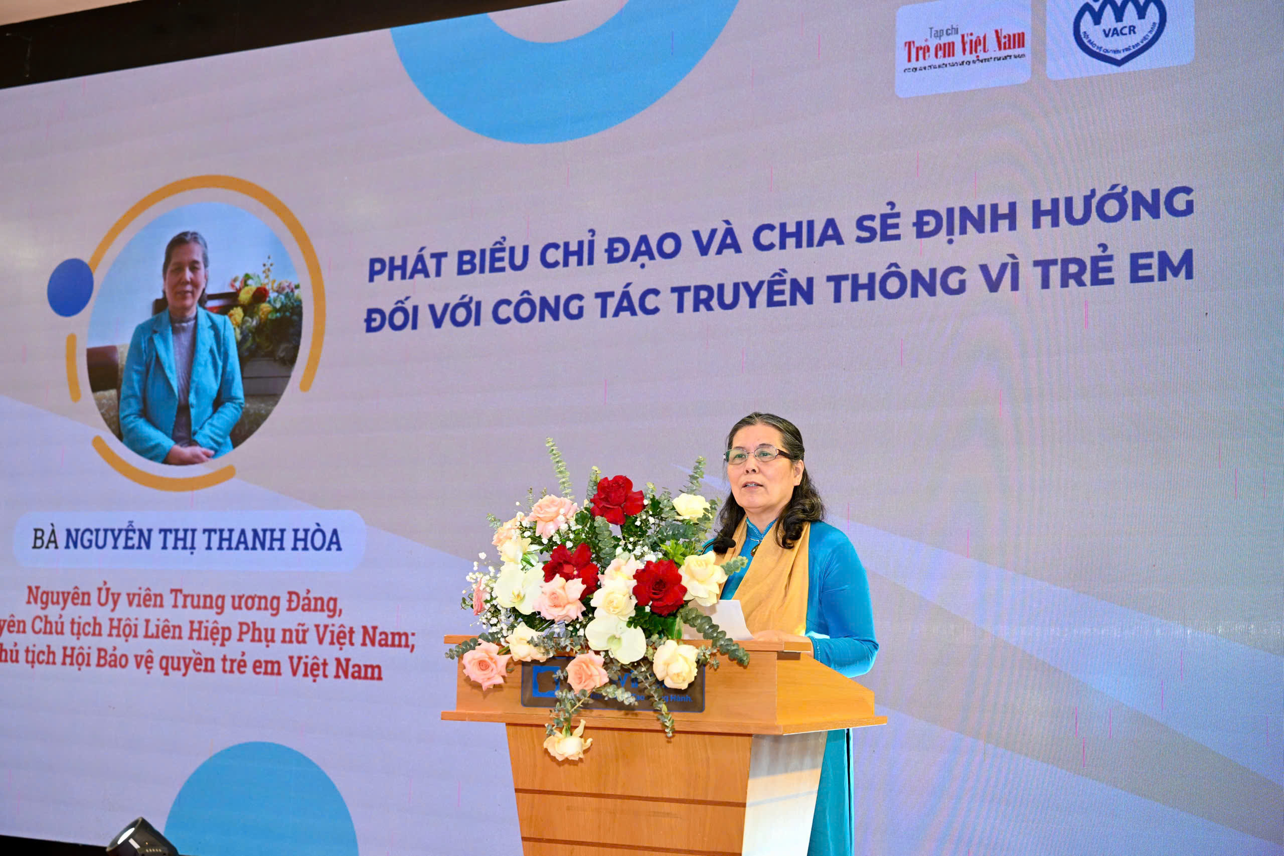 B&agrave; Nguyễn Thị Thanh H&ograve;a - Chủ tịch Hội Bảo vệ Quyền trẻ em Việt Nam ph&aacute;t biểu chỉ đạo tại sự kiện. &nbsp;