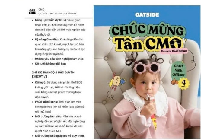 Thương hiệu sữa g&acirc;y tranh c&atilde;i với th&ocirc;ng tin tuyển dụng giả, thu h&uacute;t nhiều &yacute; kiến tr&aacute;i chiều tr&ecirc;n mạng x&atilde; hội. (Ảnh: Oatside Vietnam)