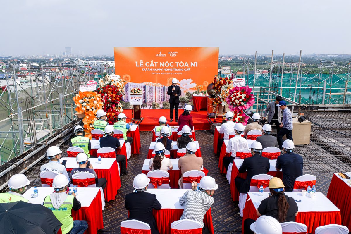Lễ cất n&oacute;c t&ograve;a N1 - The Nest đ&aacute;nh dấu th&ecirc;m cột mốc ho&agrave;n thiện Happy Home Tr&agrave;ng C&aacute;t