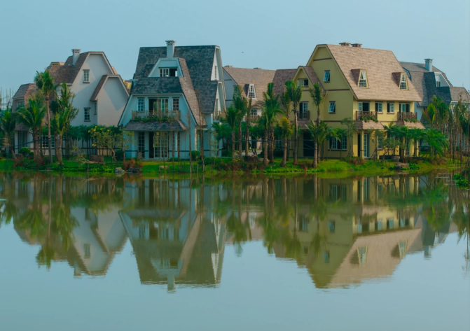 Mặt nước l&agrave; điểm nhấn tại The Grand Island (Ảnh: Thanh Sơn).