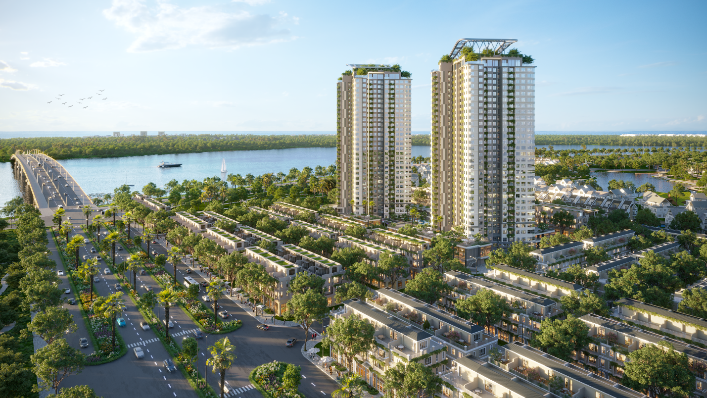T&ograve;a th&aacute;p Seaview Residences nằm trong đại c&ocirc;ng vi&ecirc;n xanh Eco Central Park &nbsp;