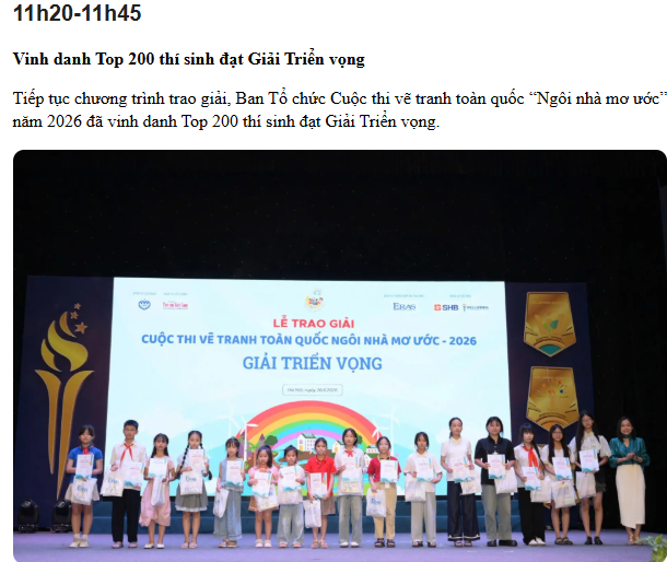 Gala trao giải Ngôi nhà mơ ước 2026 và phát động cuộc thi Trường học hạnh phúc - Ảnh 1