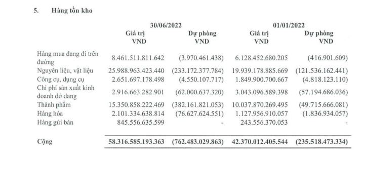Nguồn: BCTC hợp nhất qu&yacute; 2/2022.