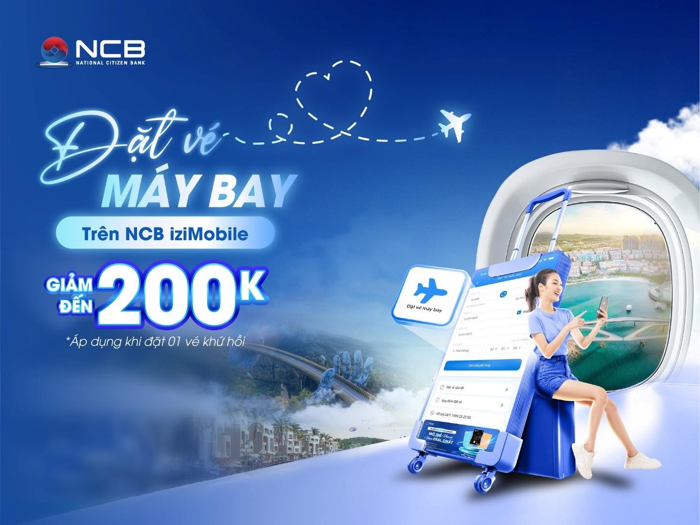 Bạn c&oacute; thể tiết kiệm kha kh&aacute; khi đặt v&eacute; m&aacute;y bay tr&ecirc;n NCB iziMobile, thanh to&aacute;n bằng NCB Visa &nbsp;