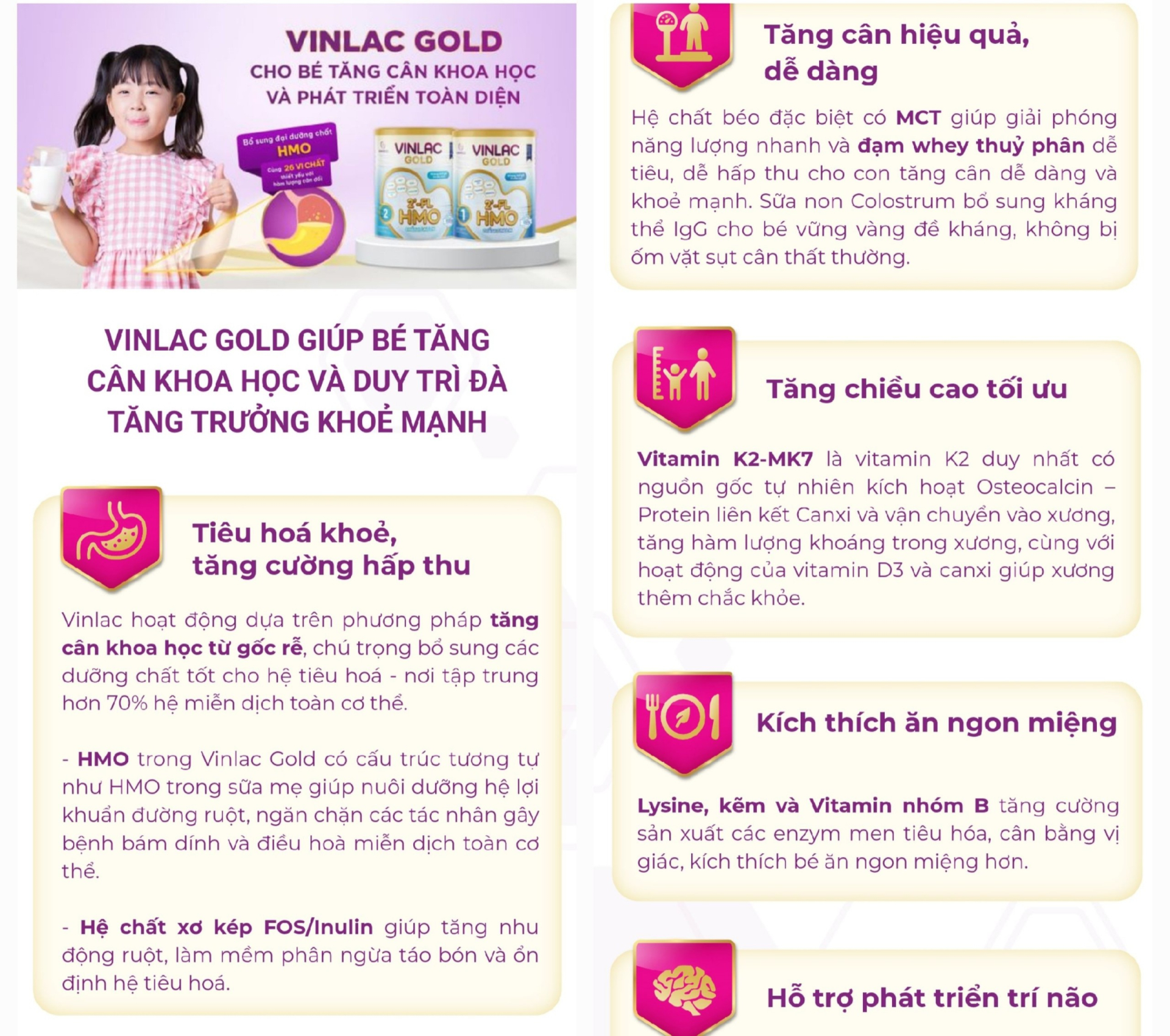 Th&ocirc;ng tin về sản phẩm Vinlac Gold. Ảnh chụp m&agrave;n h&igrave;nh