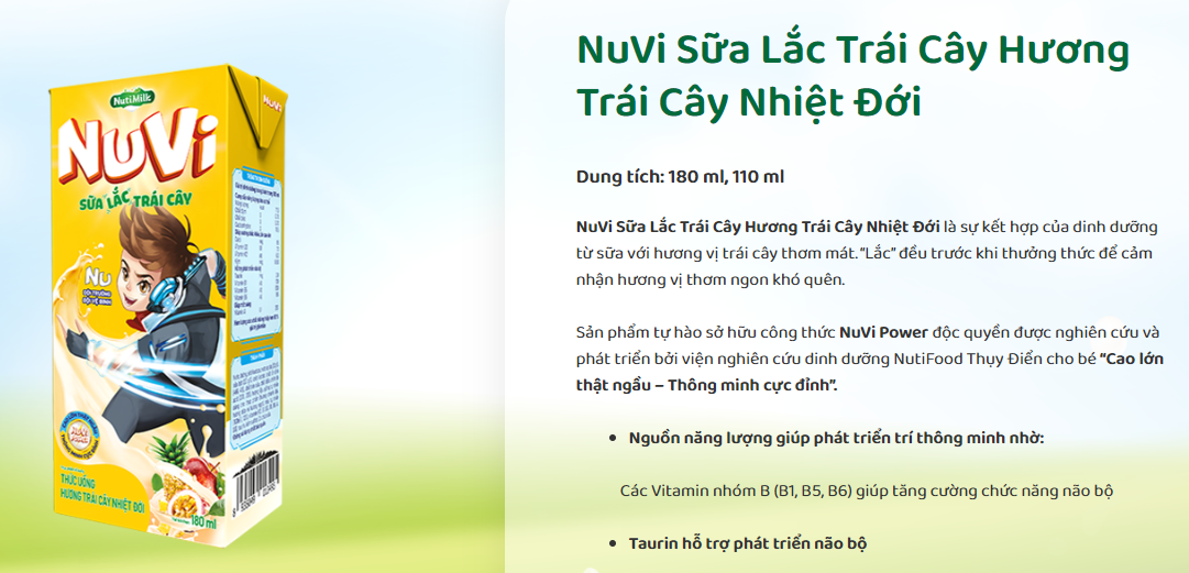 Sữa lắc tr&aacute;i c&acirc;y Nutimilk NuVi
