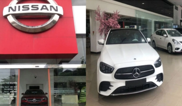 Nghịch l&yacute; xe sang Mercedes-Benz b&aacute;n tại showroom Nissan Th&aacute;i Nguy&ecirc;n