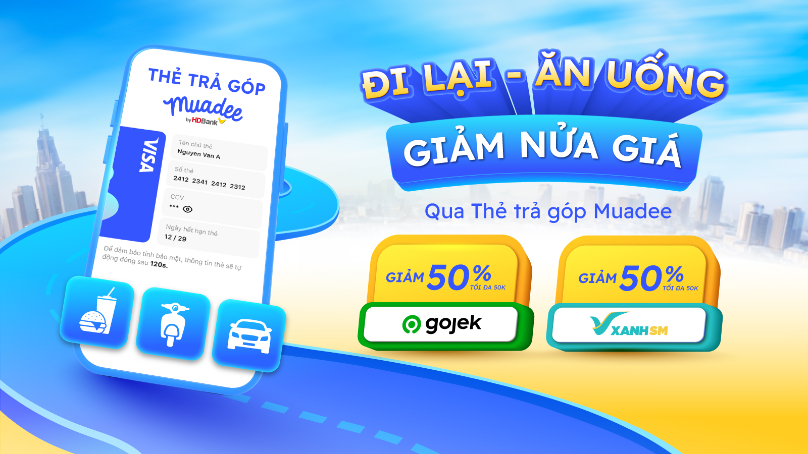 Giảm 50% trên Gojek và Xanh SM khi dùng Thẻ trả góp Muadee - Ảnh 2