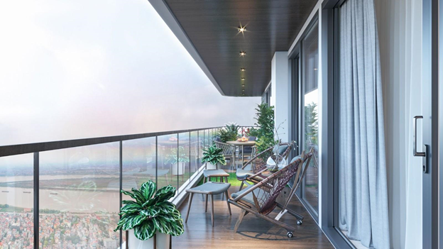 100% căn hộ Sunshine Golden River đều sở hữu vườn ban c&ocirc;ng với diện t&iacute;ch l&ecirc;n đến 75m2