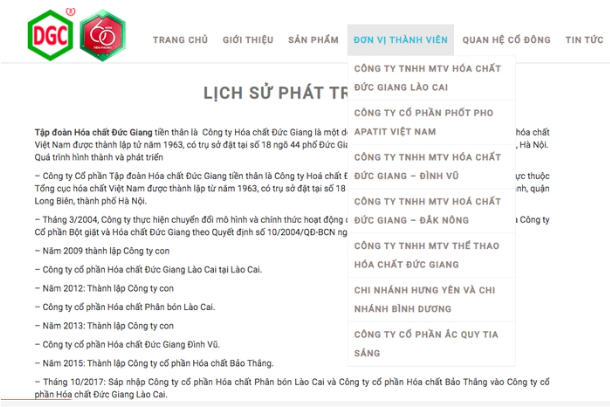 C&ocirc;ng ty Cổ phần Tập đo&agrave;n H&oacute;a chất Đức Giang hiện c&oacute; 7 c&ocirc;ng ty th&agrave;nh vi&ecirc;n