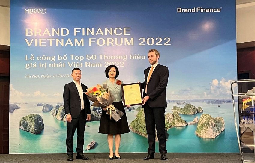 Đại diện Brand Finance trao chứng nhận "Vinamilk - Thương hiệu sữa lớn thứ 6 thế giới&rdquo; cho B&agrave; B&ugrave;i Thị Hương &ndash; Gi&aacute;m đốc Điều h&agrave;nh Vinamilk