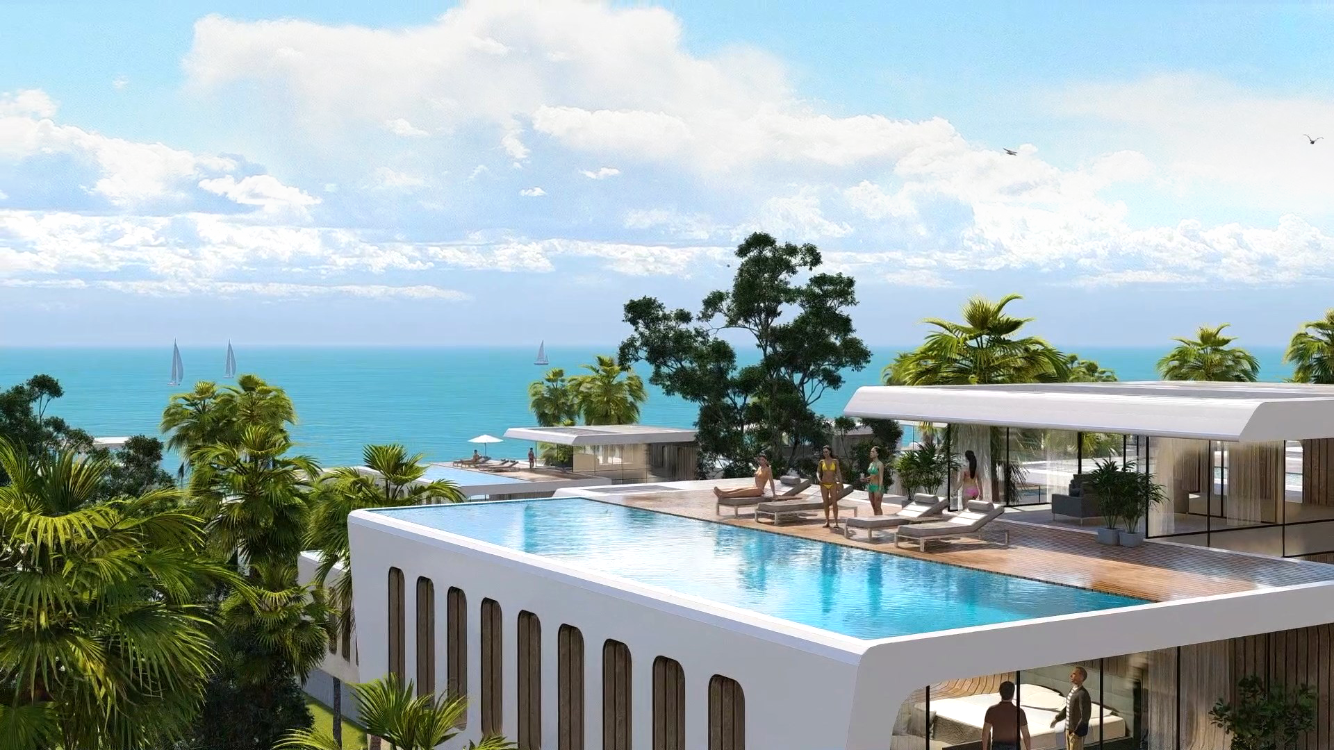 Được v&iacute; như kiệt t&aacute;c kiến tr&uacute;c giữa trời m&acirc;y, bể bơi s&acirc;n thượng l&agrave; nơi chủ nh&acirc;n tận hưởng những gi&acirc;y ph&uacute;t nghỉ dưỡng ho&agrave;n to&agrave;n kh&aacute;c biệt