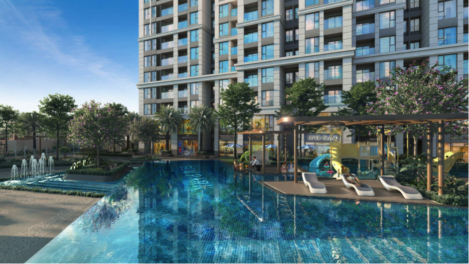 Cảm gi&aacute;c m&aacute;t dịu bởi m&agrave;u ngọc b&iacute;ch bao phủ từ m&aacute;i che đến mặt nước tại hồ bơi Gem Park .Nguồn: N.H.O