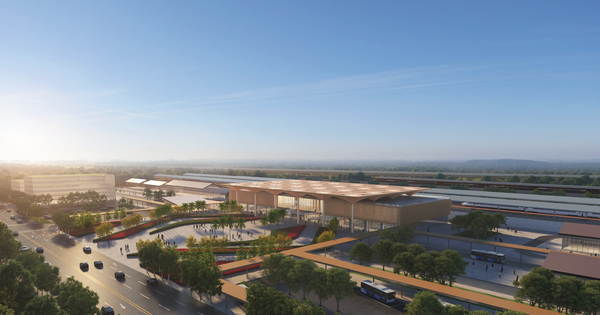 Phối cảnh ga Hải Dương Nam của tuyến đường sắt cao tốc L&agrave;o Cai - H&agrave; Nội - Hải Ph&ograve;ng