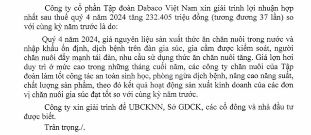 Giải tr&igrave;nh biến động lợi nhuận của Dabaco