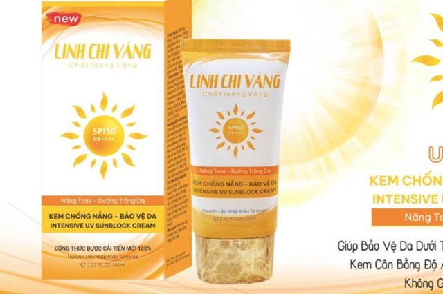 &nbsp;Sản phẩm&nbsp;kem chống nắng - bảo vệ da Intensive UV Sunblock Cream Linh chi v&agrave;ng do C&ocirc;ng ty Nguyễn Ho&agrave;ng Na bị thu hồi.