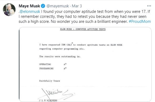 Chia sẻ của b&agrave; aye Musk. Nguồn: Twitter &nbsp;