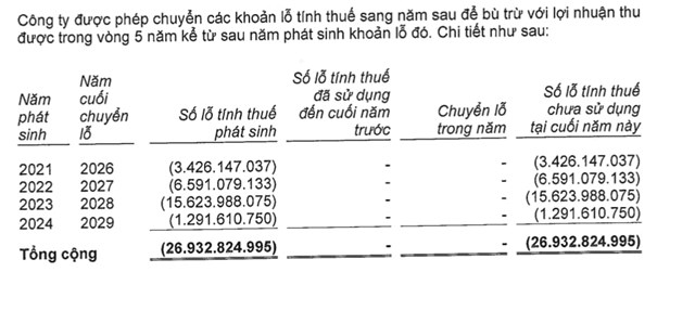 C&aacute;c khoản lỗ được chuyển sang c&aacute;c năm sau của UOBAM