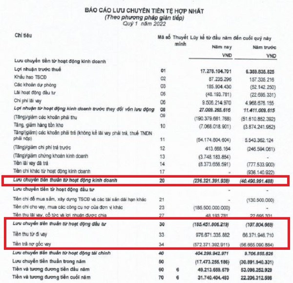 Nguồn: BCTC hợp nhất qu&yacute; 1/2022 tại DRH.