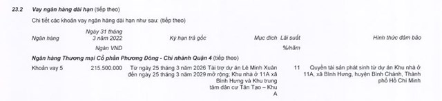 OCB l&agrave; chủ nợ lớn nhất tại Nh&agrave; Khang Điền (Nguồn: BCTC hợp nhất qusy 1/2022 tại KDH)