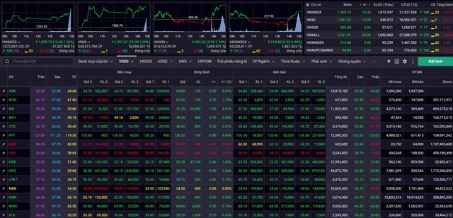 Cổ phiếu lớn đẩy VN-Index vượt xa mốc 1.300 điểm