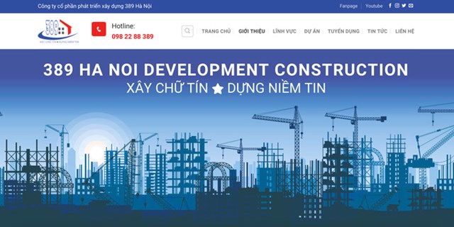 Website C&ocirc;ng ty CP Ph&aacute;t triển X&acirc;y dựng 389 H&agrave; Nội.