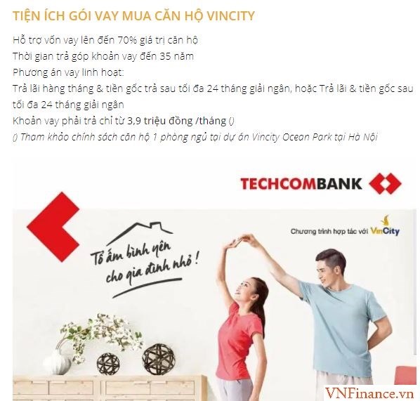 Người mua nh&agrave; c&oacute; thể vay vốn từ&nbsp;Techcombank thời hạn đến 35 năm