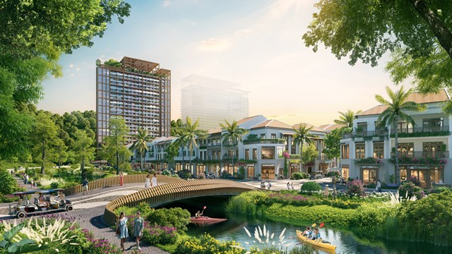 D&ograve;ng s&ocirc;ng Huyền Vũ - điểm nhấn cảnh quan v&agrave; biểu tượng cho nhịp sống phồn vinh nơi đ&ocirc; thị nhộn nhịp. Ảnh: Sun Property