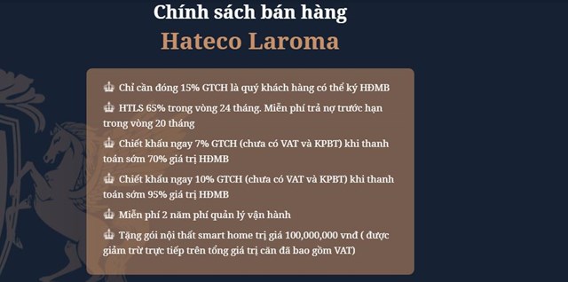 Chính sách chiết khấu lên đến 10% tại dự án Hateco Laroma.