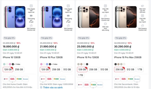 Ảnh chụp m&agrave;n h&igrave;nh một đại l&yacute; b&aacute;n lẻ iPhone tại H&agrave; Nội.