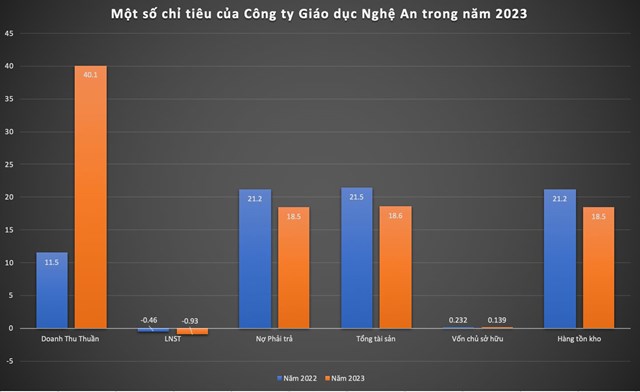 C&aacute;c chi ti&ecirc;u của C&ocirc;ng ty Gi&aacute;o dục Nghệ An tại năm 2023