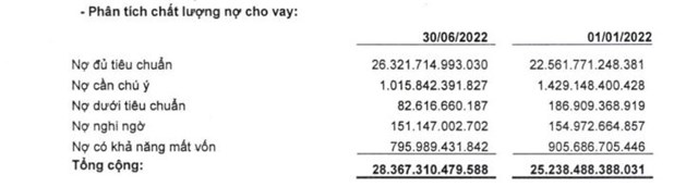 Chi tiết nợ xấu tại BaoViet Bank (nguồn: BCTC qu&yacute; 2/2022)