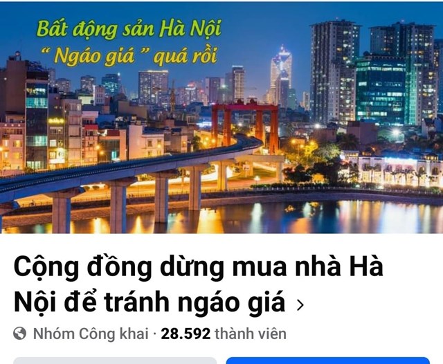 Group c&oacute; t&ecirc;n gọi &ldquo;Cộng đồng dừng mua nh&agrave; H&agrave; Nội để tr&aacute;nh ng&aacute;o gi&aacute;&rdquo; đang&nbsp;thu h&uacute;t sự tham gia của hơn 28.000 th&agrave;nh vi&ecirc;n.