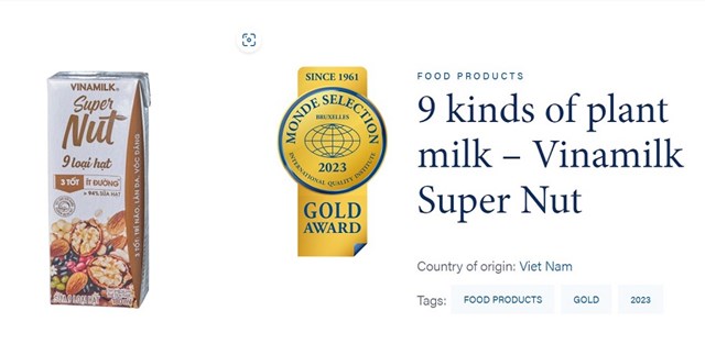 Sữa 9 Loại hạt Vinamilk Super Nut được vinh danh Giải V&agrave;ng theo Monde Selection