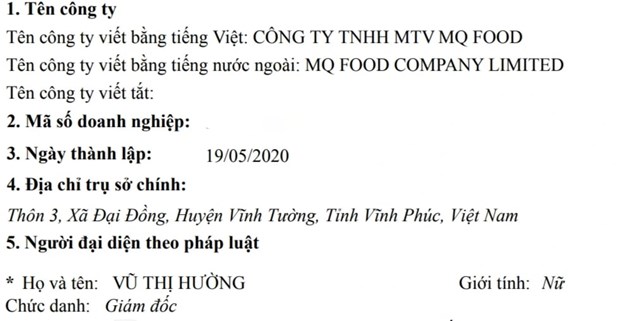 C&ocirc;ng ty của Hường&nbsp;c&oacute; vốn điều lệ ban đầu 500 triệu đồng.