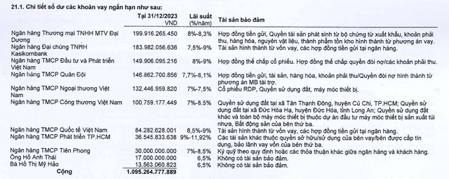 Danh s&aacute;ch "chủ nợ" được ghi nhận tr&ecirc;n b&aacute;o c&aacute;o t&agrave;i ch&iacute;nh kiểm to&aacute;n 2023 của Rạng Đ&ocirc;ng Holding&nbsp;