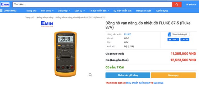 Đồng hồ đo điện đa năng cầm tay 87 V c&oacute; gi&aacute; thị trường khoảng 12,5 triệu đồng, gi&aacute; tr&uacute;ng thầu l&agrave; 26,754 triệu đồng